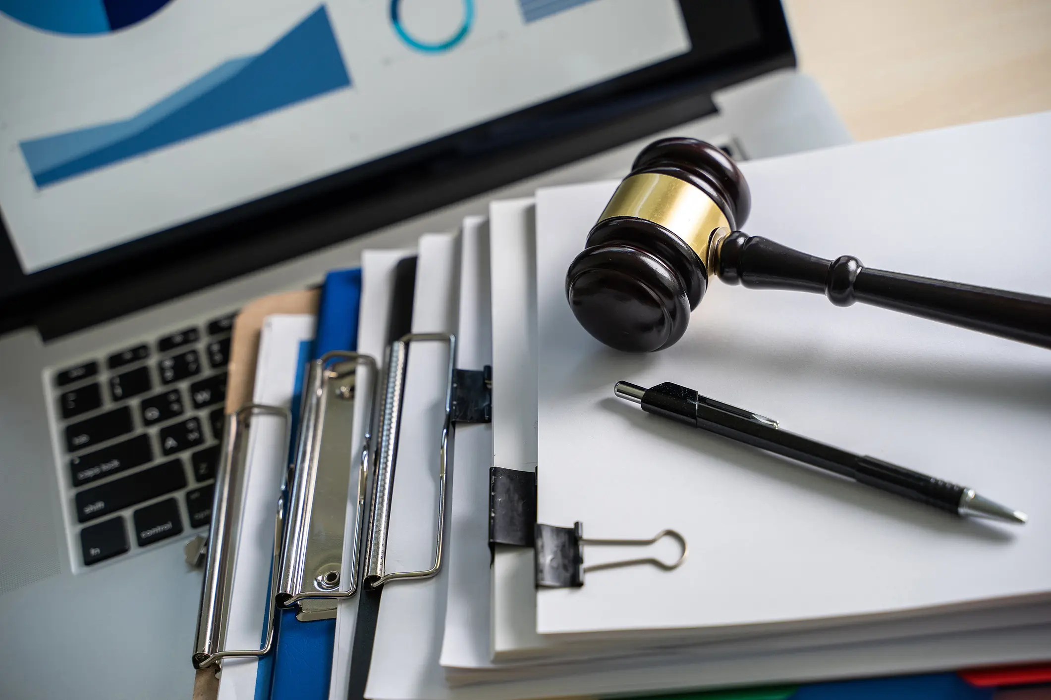 Judge and documents on office desk Legislation