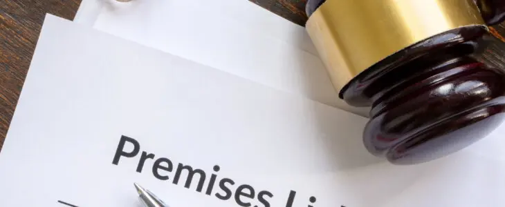 Gavel and documents about premises liability.
